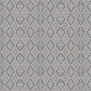 rustic diamonds and stripes ikat in  graphite grey and white