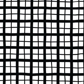 Black and White Plaid Hand Drawn on White Background 