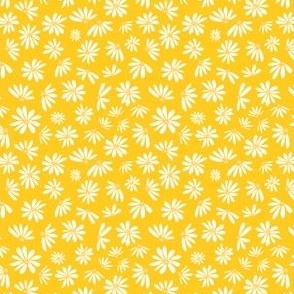 Off-white daisies on yellow background medium scale