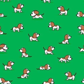 (small scale) cute dogs - beagle - green - hound dog - LAD23