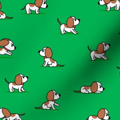 cute dogs - beagle - green - hound dog - LAD23