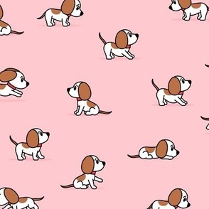 cute dogs - beagle - pink - hound dog - LAD23