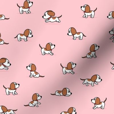 (small scale) cute dogs - beagle - pink - hound dog - LAD23