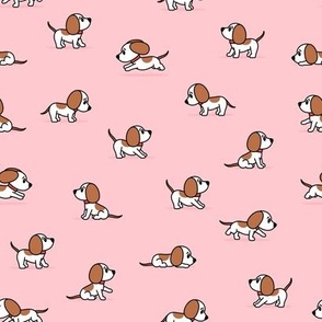 (small scale) cute dogs - beagle - pink - hound dog - LAD23