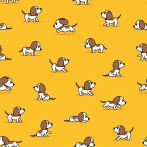 (small scale) cute dogs - beagle - yellow - hound dog - LAD23