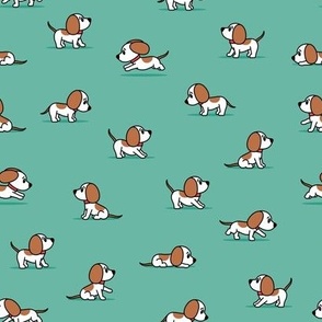 (small scale) cute dogs - beagle - summer green - hound dog - LAD23