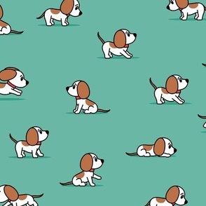 cute dogs - beagle - summer green - hound dog - LAD23