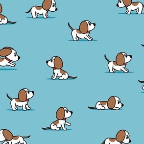 cute dogs - beagle - summer blue - hound dog - LAD23