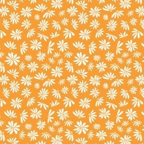 Off-white daisies on orange background medium scale