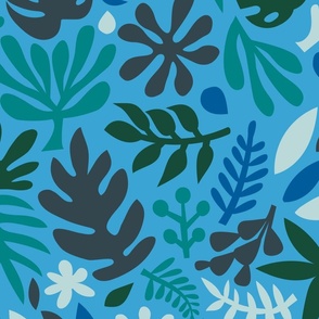 Blue Lagoon Tropical Leaves - Light Blue