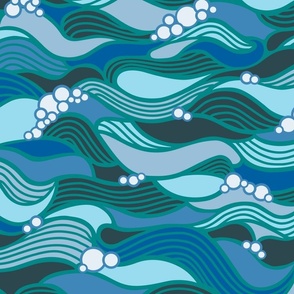 abstract waves with bubbles