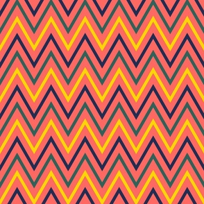 Green, navy and yellow chevron - Large scale