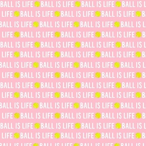 Ball is life white tennis on pink small