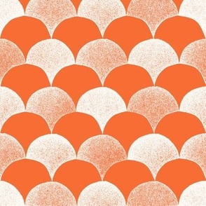 Geometric Fish Scale - Cream on Red orange - medium