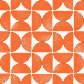Modern Geo Half Circles - Red orange on Cream - medium