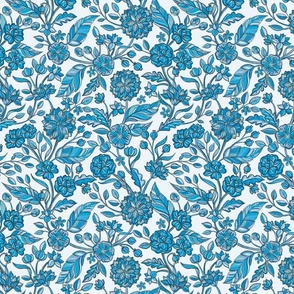 Cheerful Chintz in Turquoise and Blues - medium