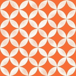 Printed Geo Circles - Cream on Red orange - medium