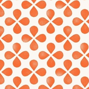 Geometric abstract block print flowers - Red orange on Cream - medium