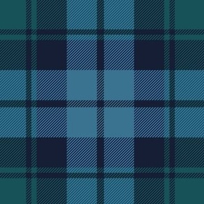 Winter plaid - trendy tartan traditional checkered pattern in blue green LARGE wallpaper