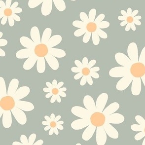 ( large ) daisy, florals, daisies, sage