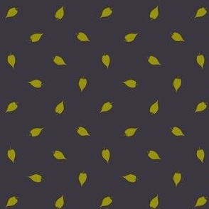 bright green forest leaves (tiny) polka dots on dark taupe