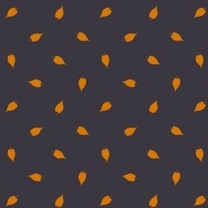 orange forest leaves polka dots (tiny) on black
