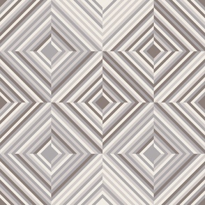 (XL) squares with lines in white, brown, grey, platinum gray
