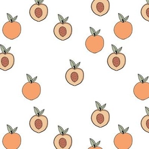 Little apricot garden - minimalist fruit design in orange green on white