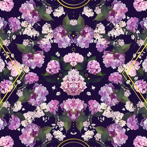 Kaleidoscopic Alchemy in Hydrangea  - Large Scale Floral Realism and Geometric Maximalism