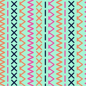 (L) Colorful sewing stiches  mint green