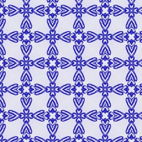 Blue geometric folklore drawing ornaments on white