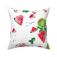 CreativeIngrid Watermelon and Limes tropical fruit watercolor pattern
