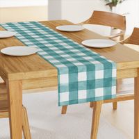 Teal Watercolor Gingham - Large Scale - Cyan Blue Green Cerulean Checkers Buffalo Plaid Checkers