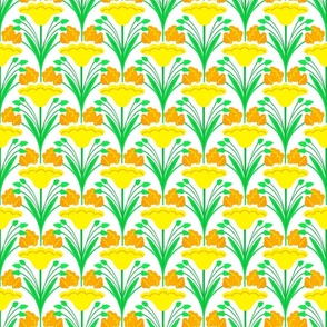 Mountain Flowers Retro Modern Pattern Citrus Yellow 