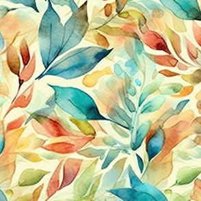 Exuberant Watercolor Leaves (5)