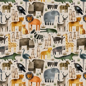 savannah - Safari animals beige M