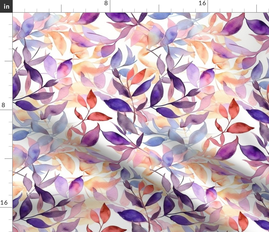 Watercolor Leaves Pattern: Abstract Whispers in Purple. (81)