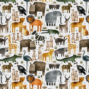 savannah - Safari animals in white M