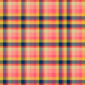 Let’s Party Plaid in red,blue, sage green, yellow saffron, salmon coral 6” repeat