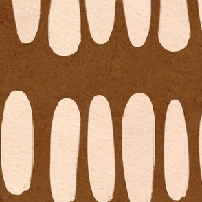 Large || Organic Brush Strokes in White Ivory on textured Brown