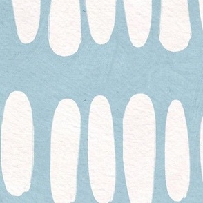 Large || Organic Brush Strokes in White Ivory on textured Light Baby Sky Blue