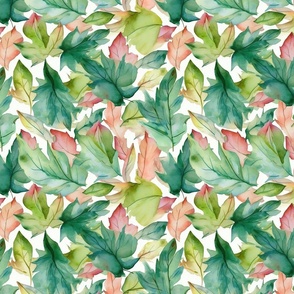 Vintage Spring Leaves Watercolor Pattern. (234)