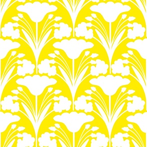 Yellow Mountain Flowers Silhouette Pattern