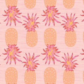 Peach Pink and Yellow Fun Pop Art Pineapples Large Scale