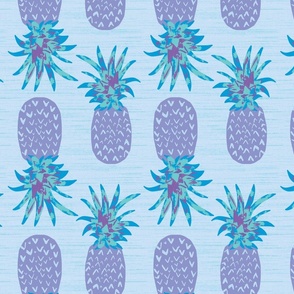 Purple Blue and Aqua Fun Pop Art Pineapples Large Scale