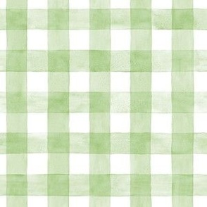 Mint Green Watercolor Gingham - Small Scale - Celadon or Soft Apple Green Checkers Buffalo Plaid Checkers