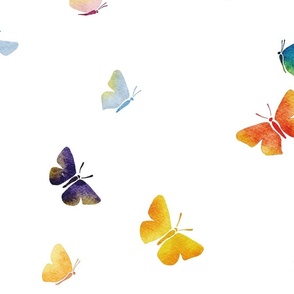 butterfly magic large - delicate watercolor butterflies - whimsical floral wallpaper