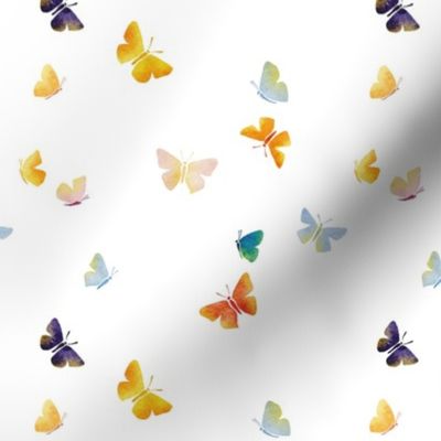 butterfly magic small - delicate watercolor butterflies - whimsical floral wallpaper