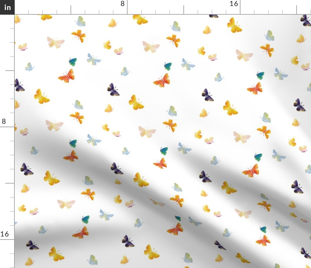 butterfly magic small - delicate watercolor butterflies - whimsical floral wallpaper