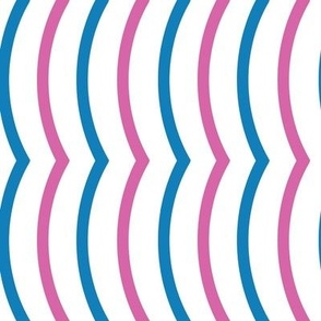 Pink and Blue Arcs on White